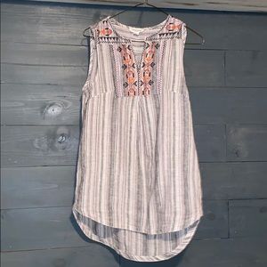 Jayden Embroidered Bib Linen Blend Tank Top *SOLD